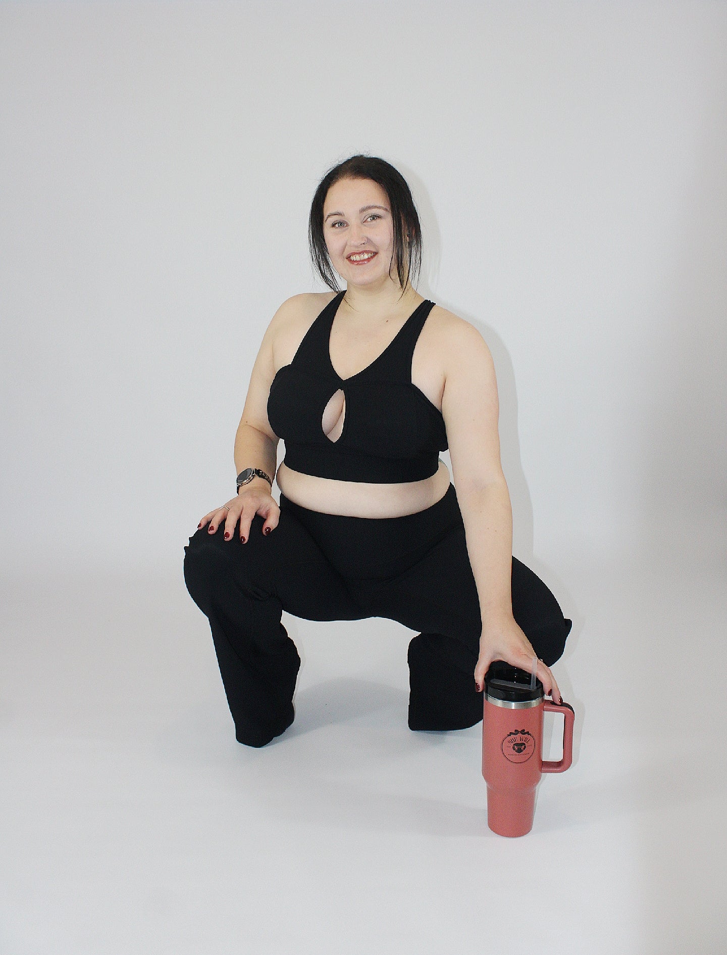 Ribbed Black Flares
