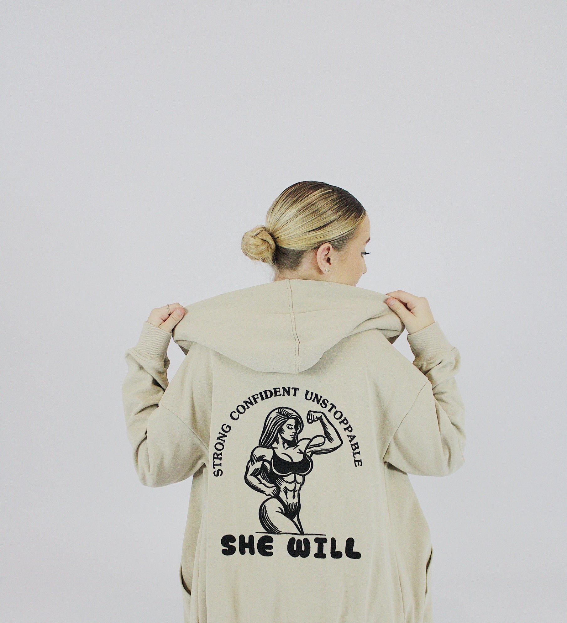 Beige Zip Hoodie – SHE WILL
