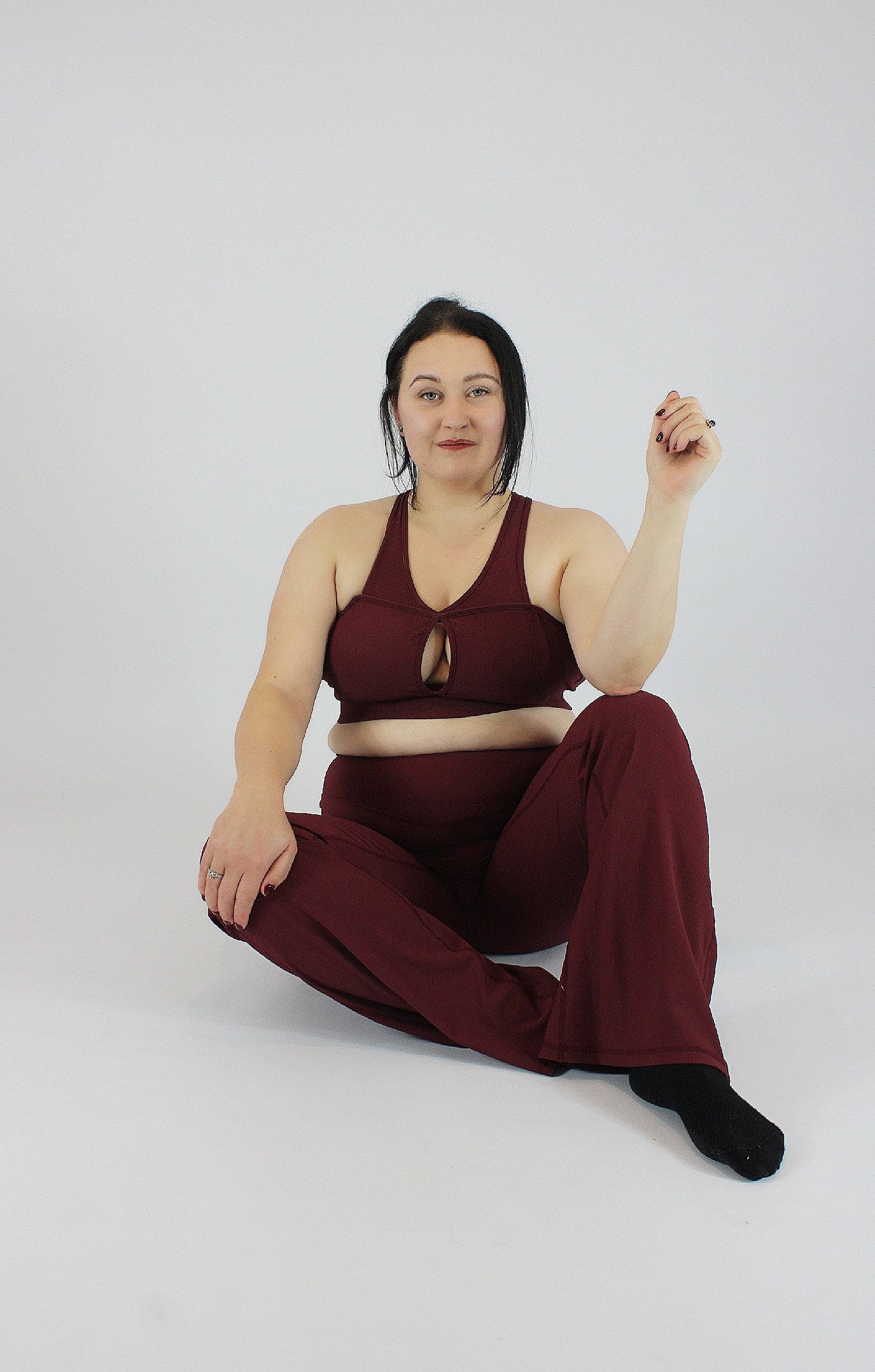 Ribbed Wine Sports bra