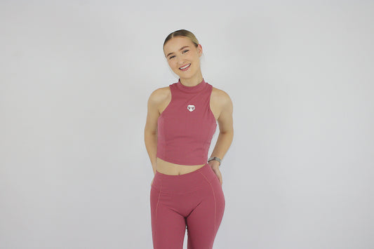 Pink Racer neck sports bra