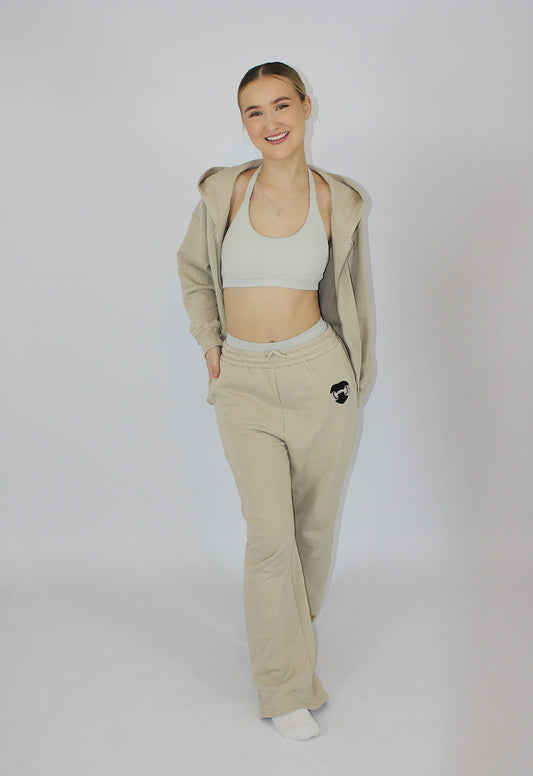Beige wide joggers