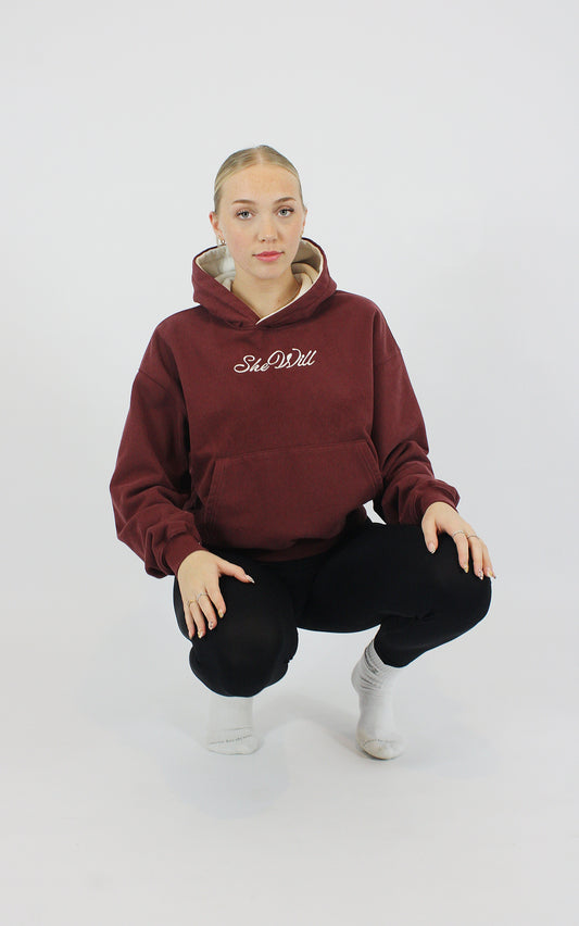 Burgundy & White Hoodie